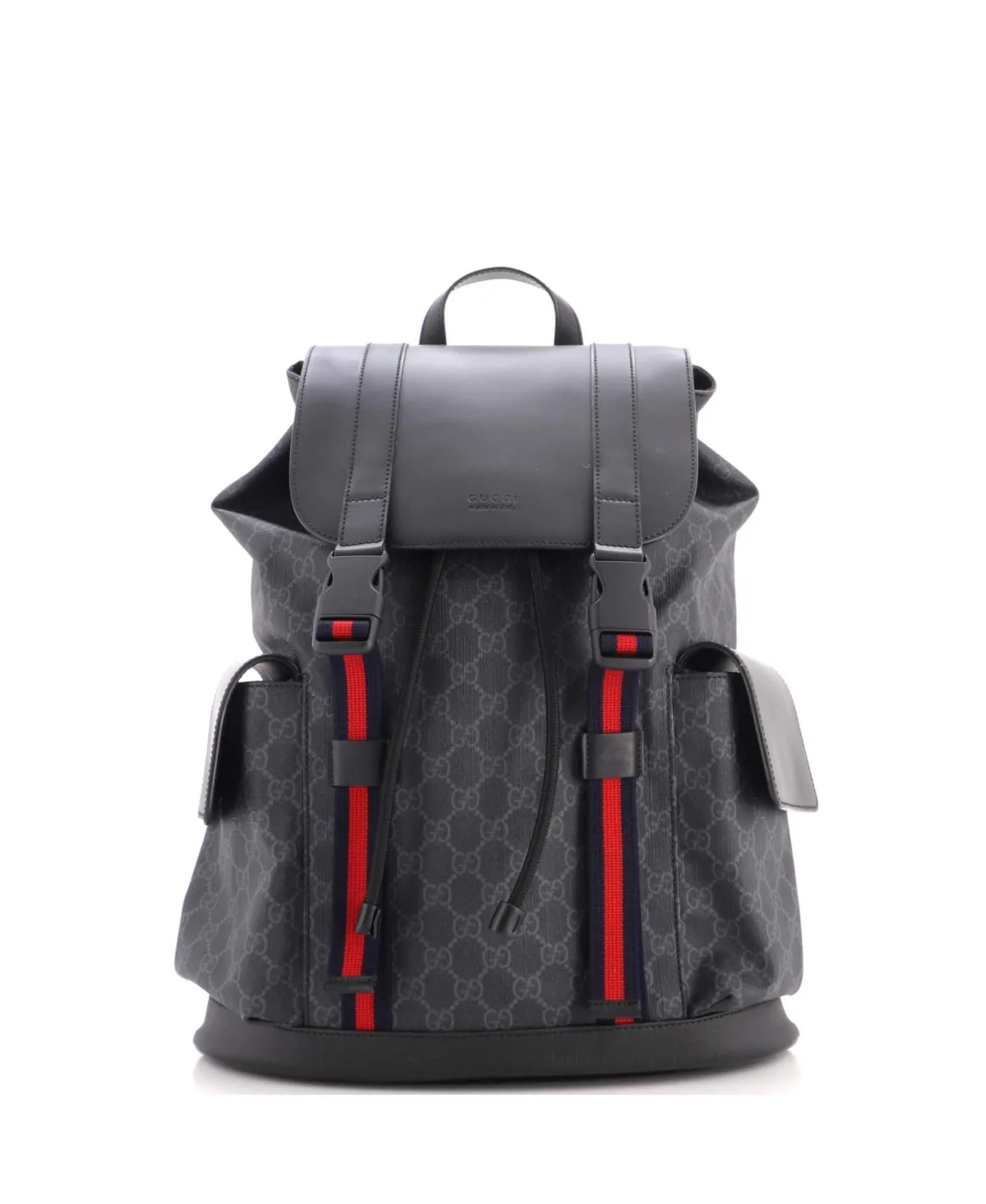 Pre-Owned Gucci Large Double Pocket Buckle Backpack Gg Coated Canvas