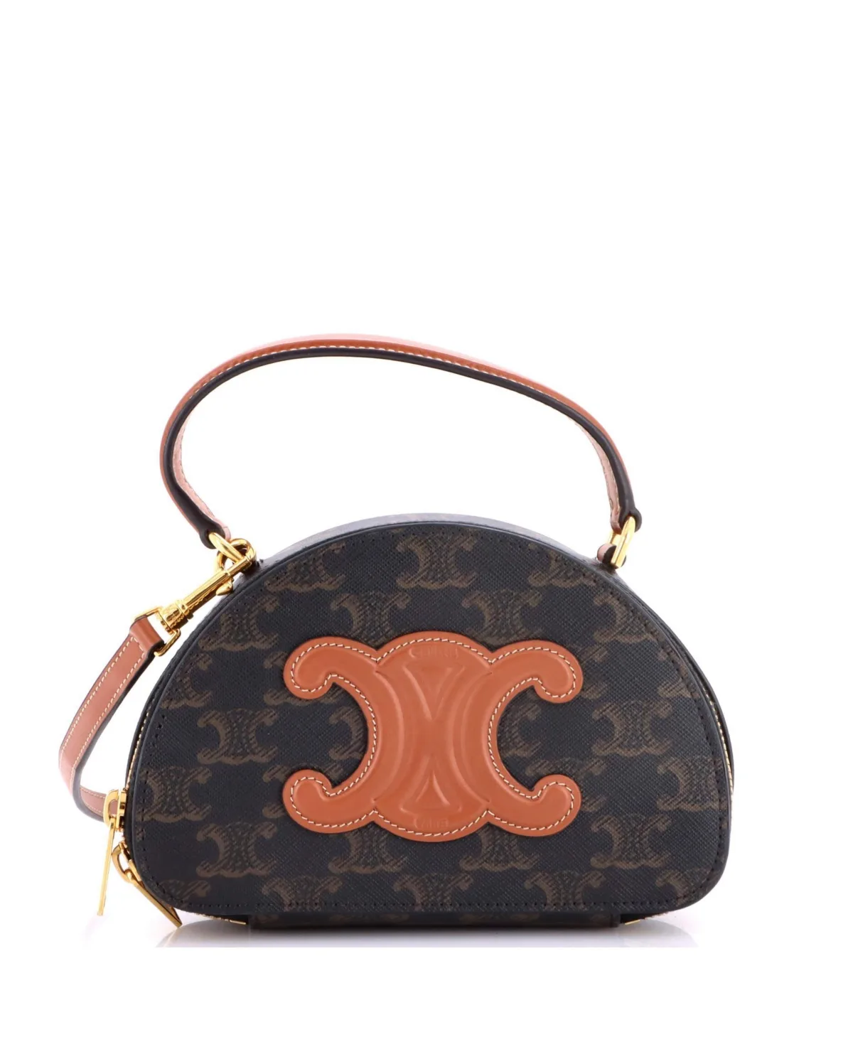 Pre-Owned Celine Half Moon Case Triomphe Coated Canvas with Leather by Celine