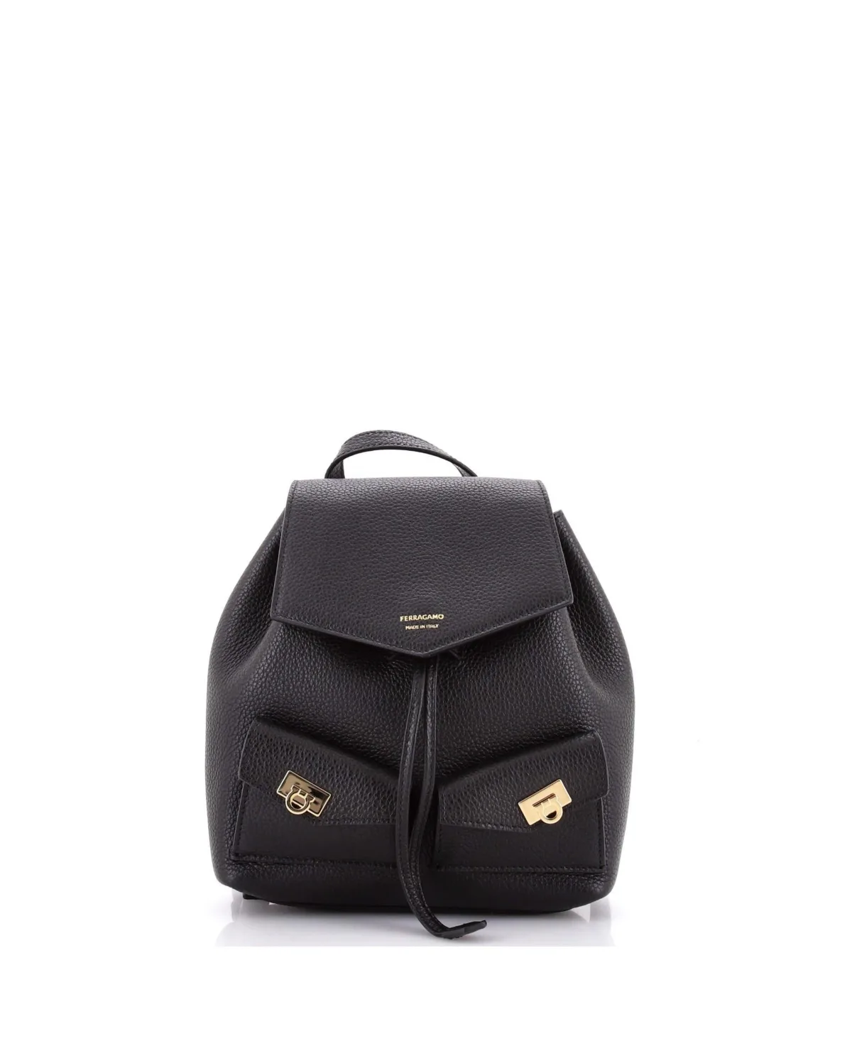 Pre-Owned Salvatore Ferragamo Mini Multipocket Drawstring Backpack Leather by Salvatore Ferragamo