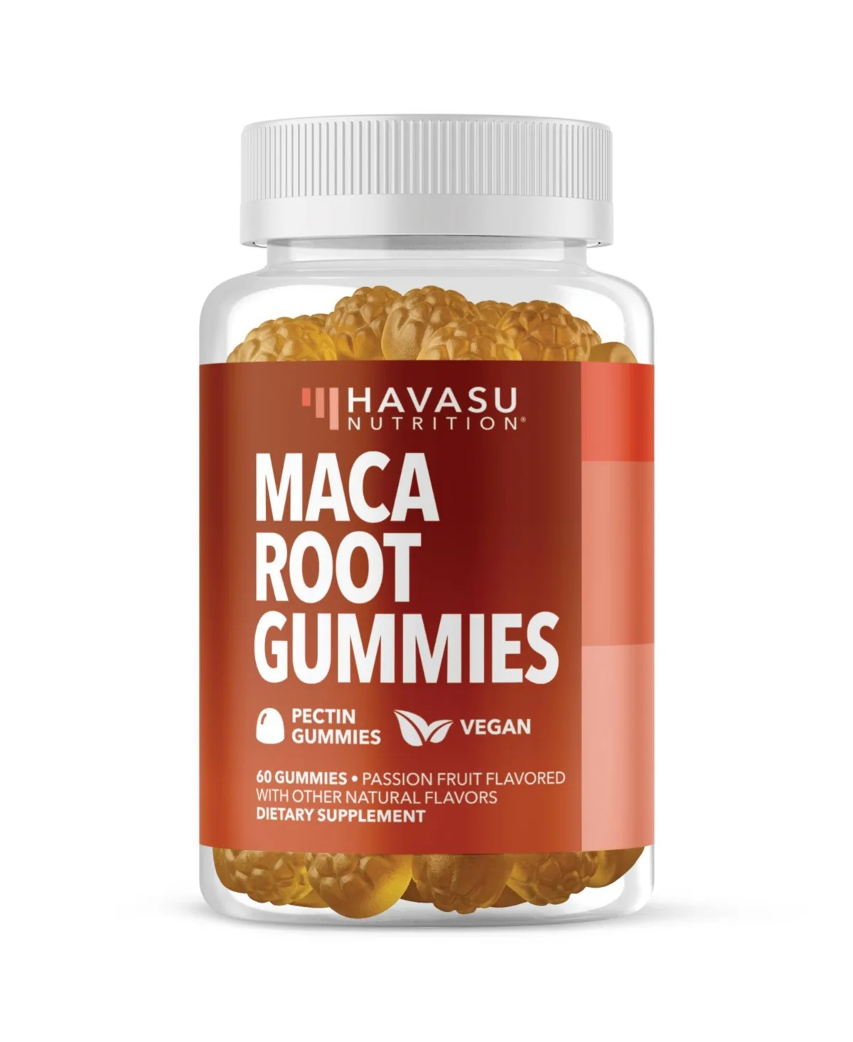 Maca Root Gummies 50mg 4:1 Maca Root Extract Per Serving Passion Fruit Flavor Pectin Gummies 60 Gummies 30 Servings by Havasu Nutrition