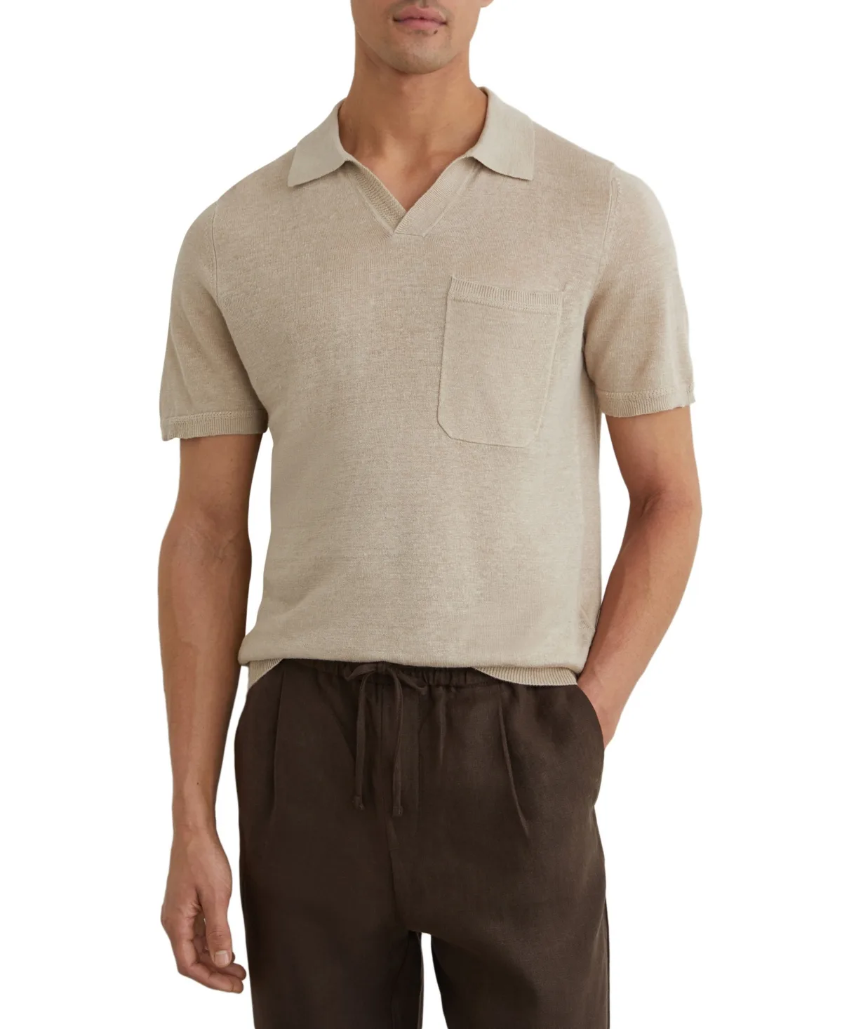 Fairmont Slim-Fit Patch Pocket Linen Polo Shirt by Reiss