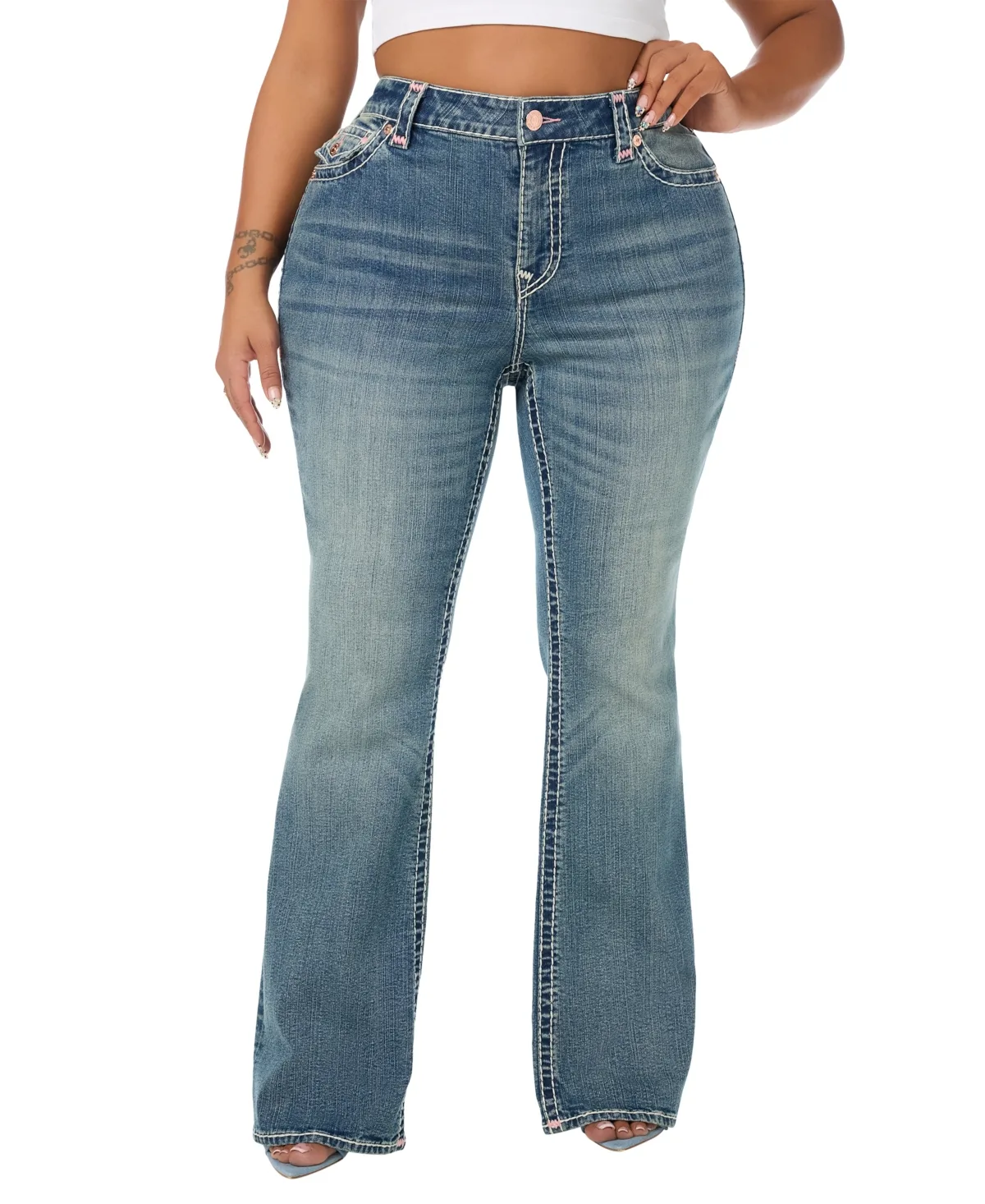 Becca Mid-Rise Stretch Denim Bootcut Jeans by True Religion
