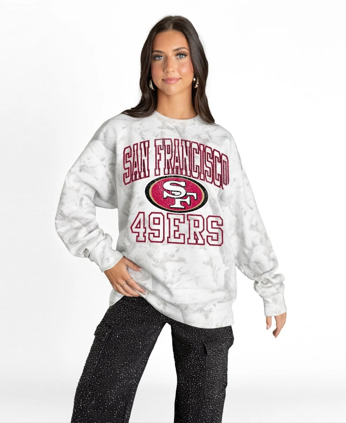 Whiteout San Francisco 49ers Oversized Fleece Crewneck Sweatshirt