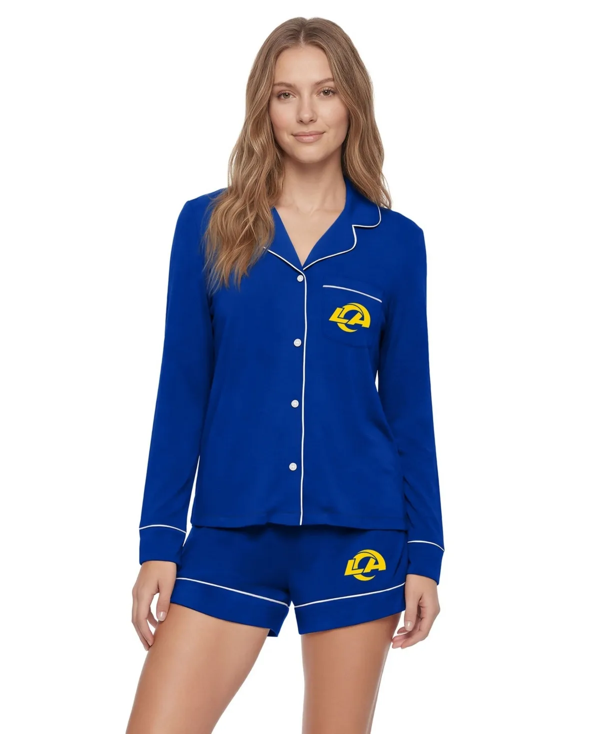 Los Angeles Rams Medley Modal-Blend Button-Up Shirt and Shorts, 2-Piece Set by Concepts Sport