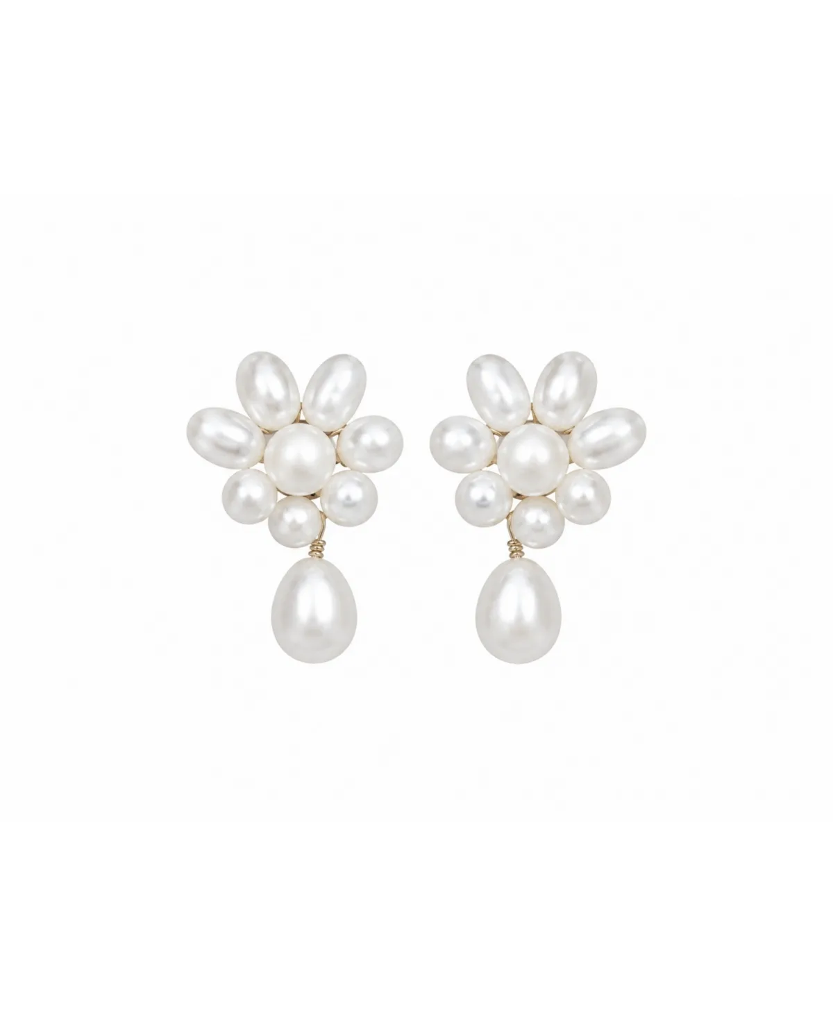 Cultured Pearl Floral Bridal Earrings