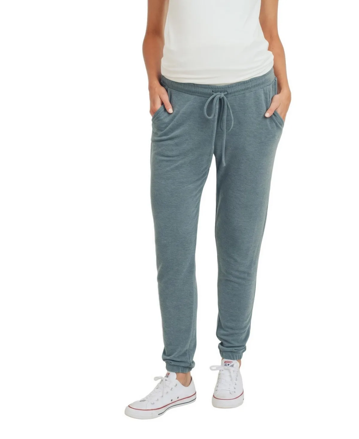 Maternity Two-Tone Brushed-Terry Full-Belly Jogger Pants