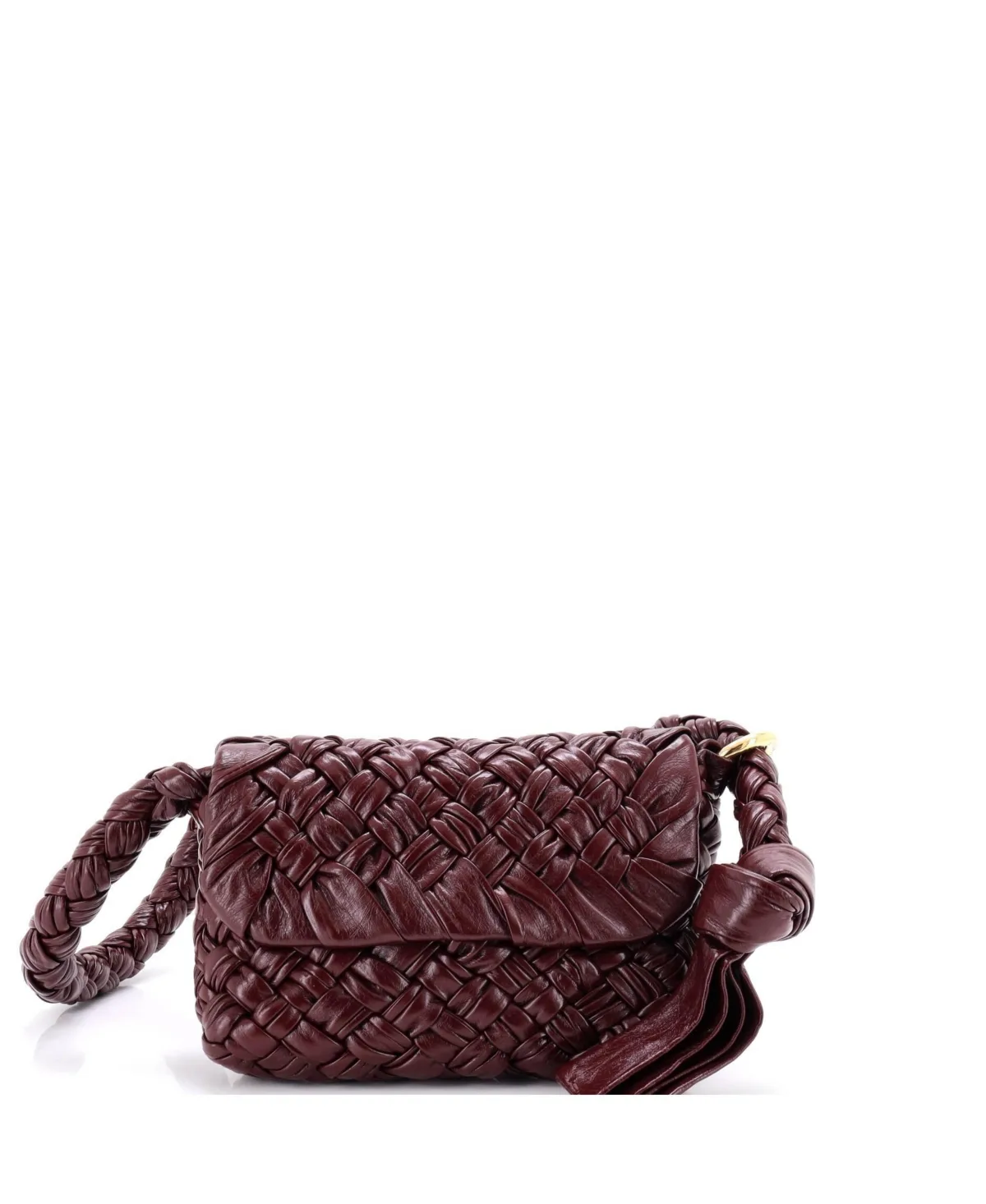 Pre-Owned Kalimero Citta Shoulder Bag Intrecciato Plisse Leather by Bottega Veneta