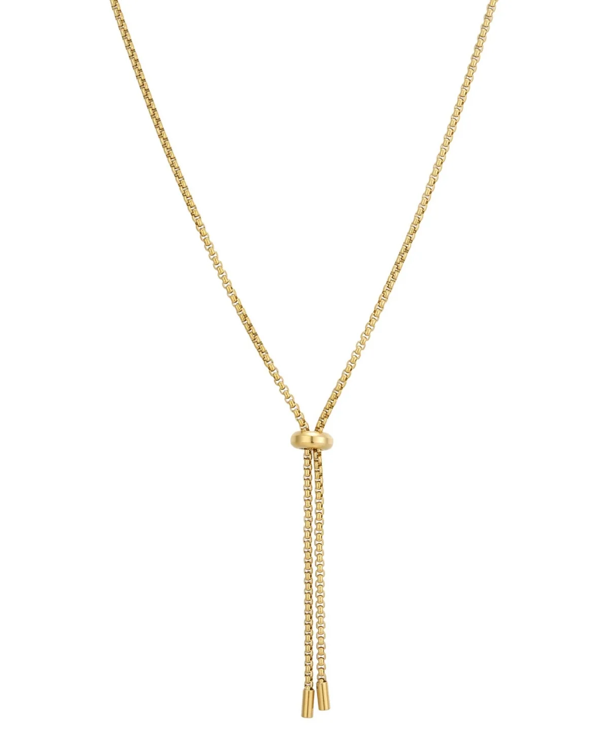 Gold-Tone Box Chain Lariat Necklace by Adornia