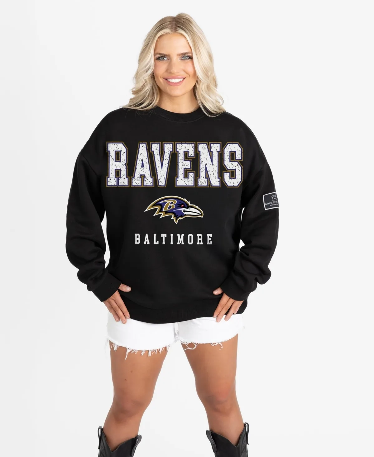 Baltimore Ravens Level Up Oversized Crewneck Graphic Sweatshirt by Gameday Couture