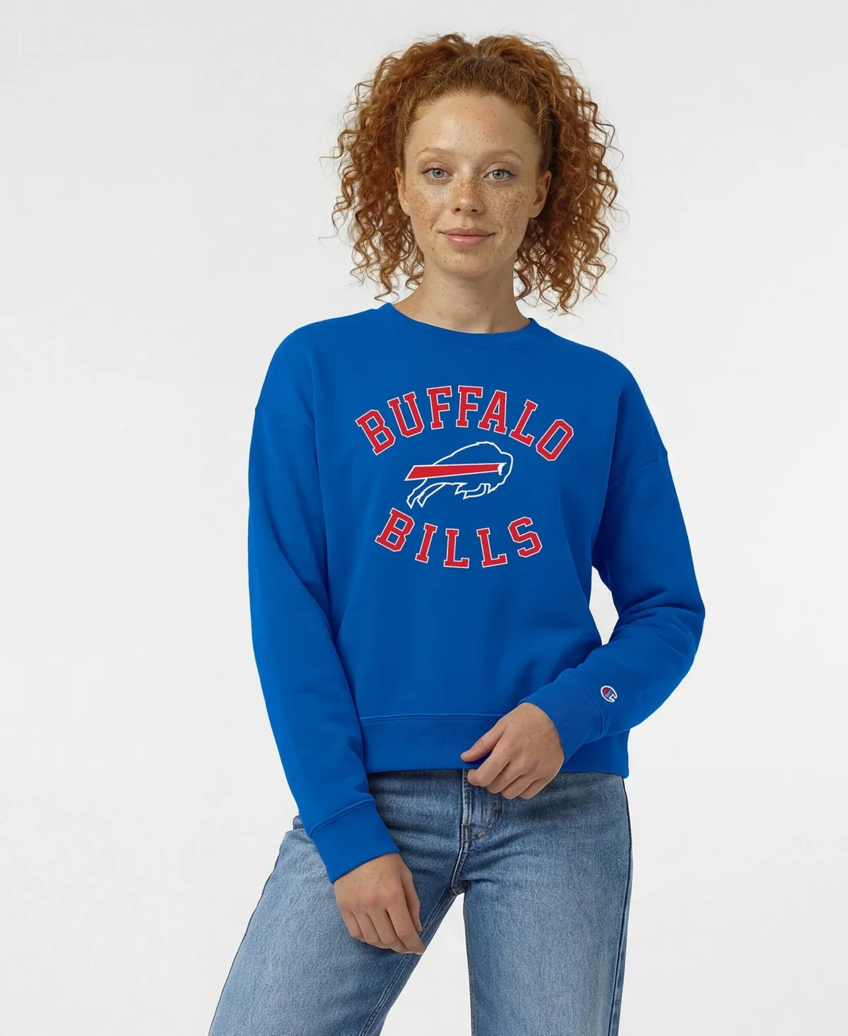 Buffalo Bills Heart & Soul Dropped-Shoulder Crewneck Fleece Sweatshirt by Champion