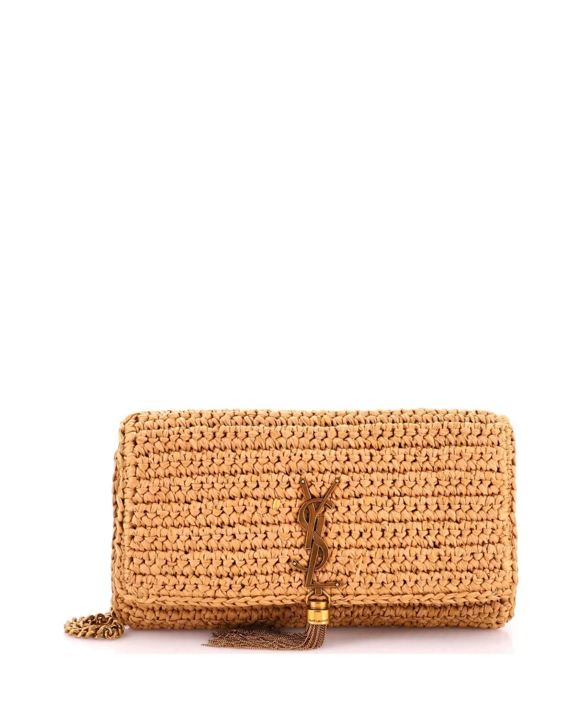 Pre-Owned Saint Laurent Medium Kate 99 Tassel Flap Bag Woven Raffia by Saint Laurent