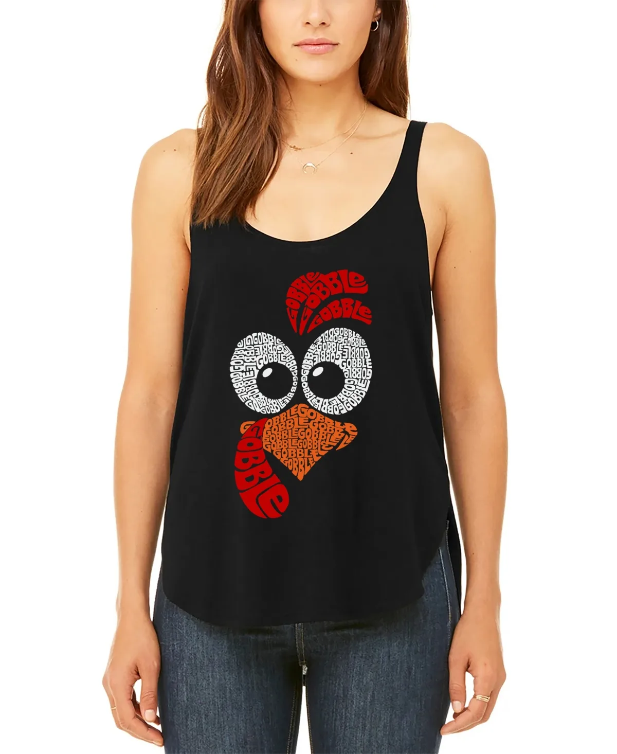 Turkey Face Premium Word Art Flowy Tank Top by LA Pop Art