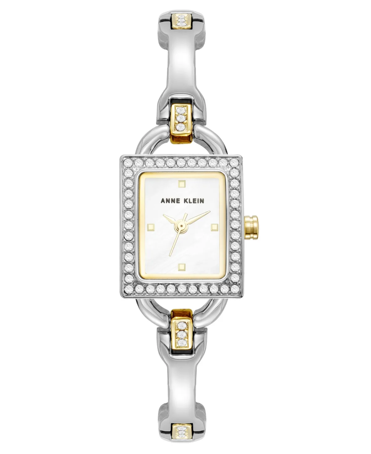 Quartz Rectangle Two-Tone Alloy Metal Bracelet Watch 20mm x 17mm by Anne Klein