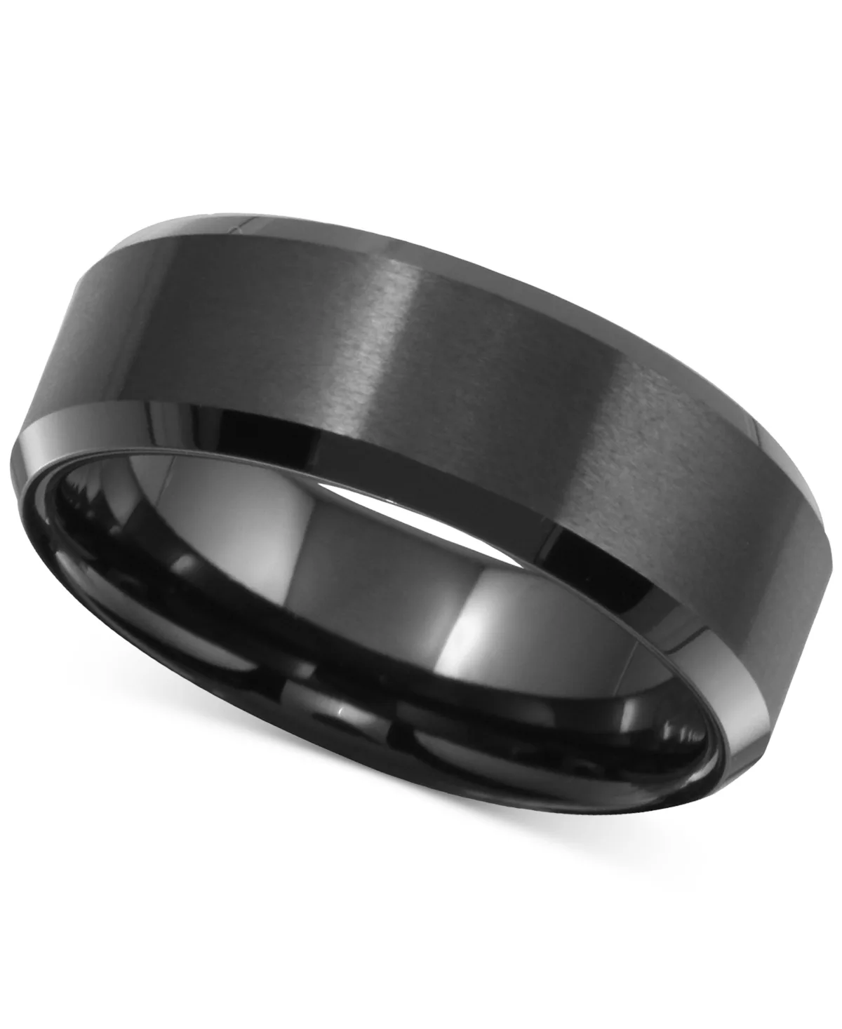 Brushed Textured Bevel Edge Band in Black Ceramic by Macy's
