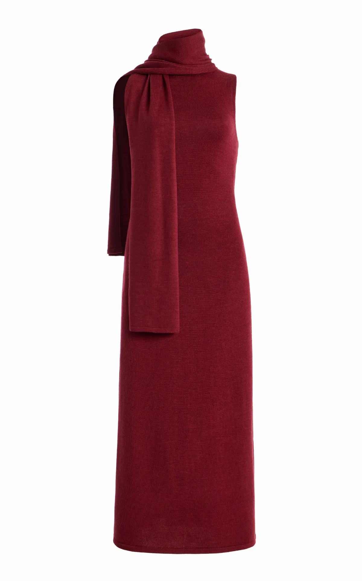 Canal Scarf-Neck Wool Midi Dress