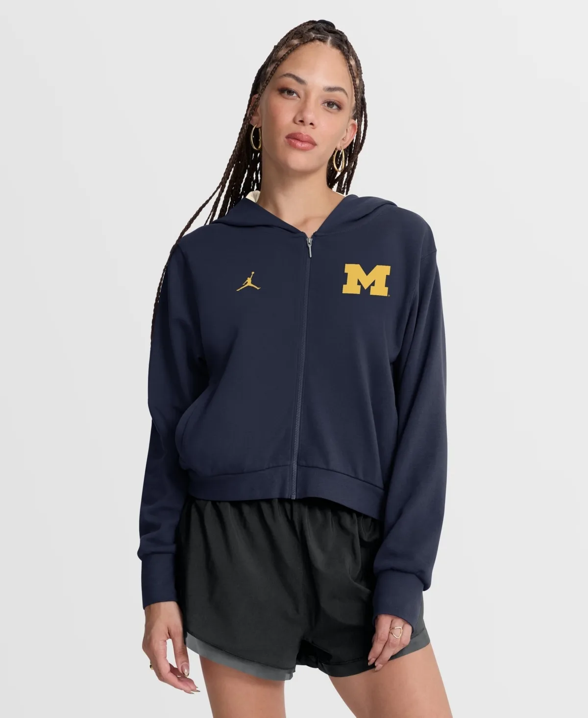 Michigan Wolverines Mantra Cropped Full-Zip Hoodie by Jordan
