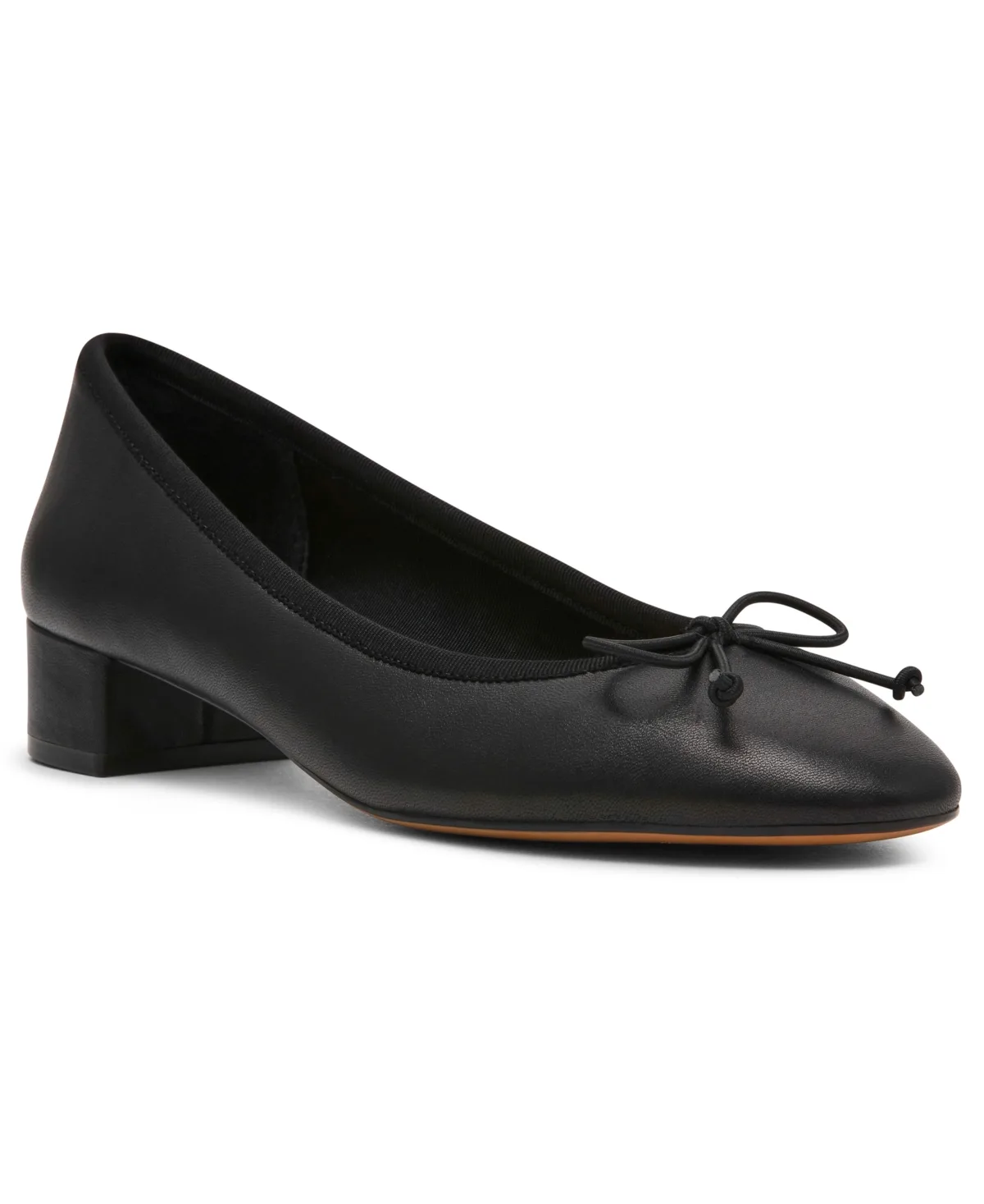 Steffi Block-Heel Round-Toe Ballet Pumps - Leather