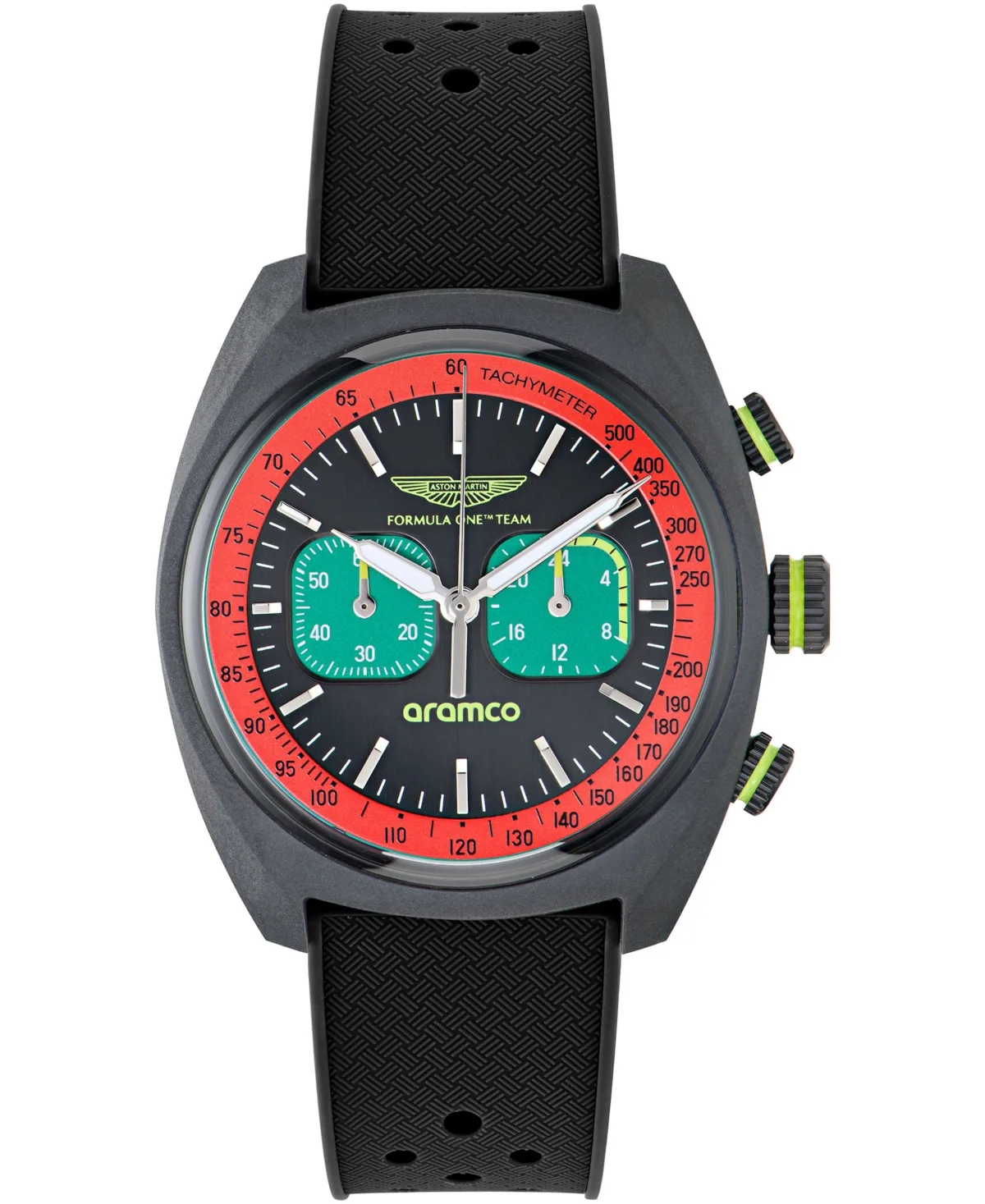Quartz Round Black Silicone Strap Watch 43mm by Aston Martin