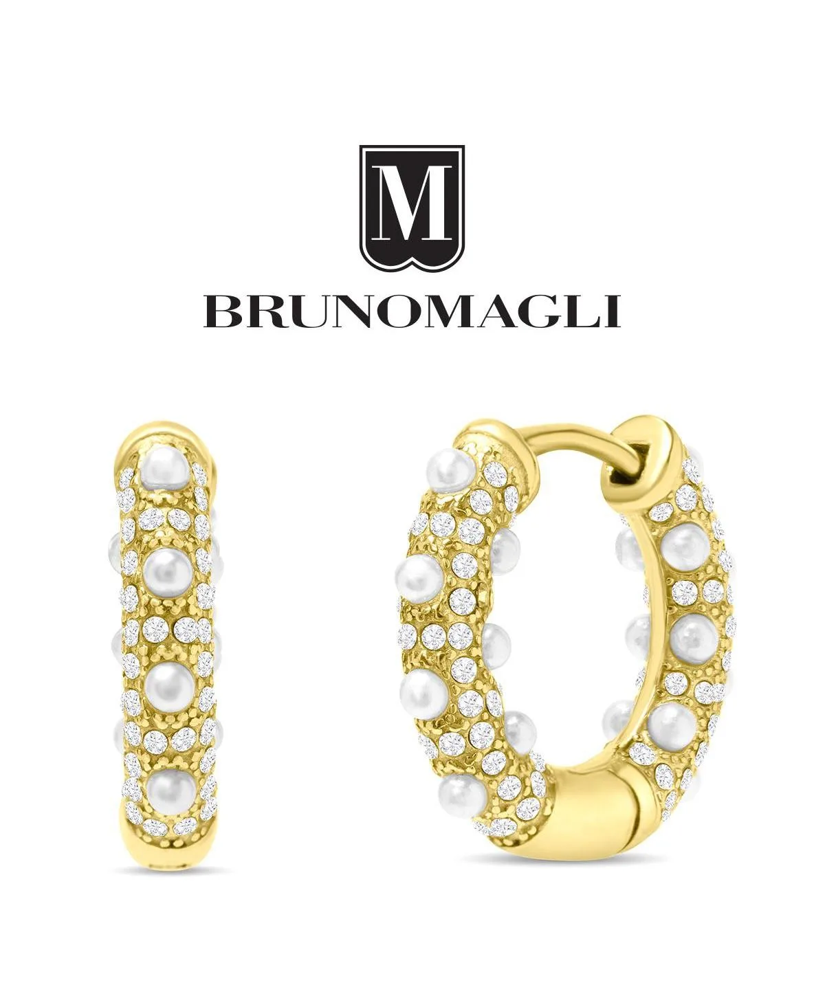 Faux Pearl Caterina Dangle Hoop Earrings by Bruno Magli