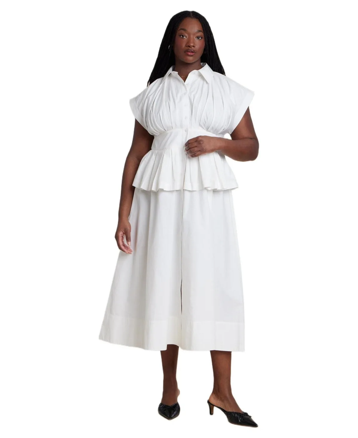 Peplum Poplin Shirt Dress by Eloquii