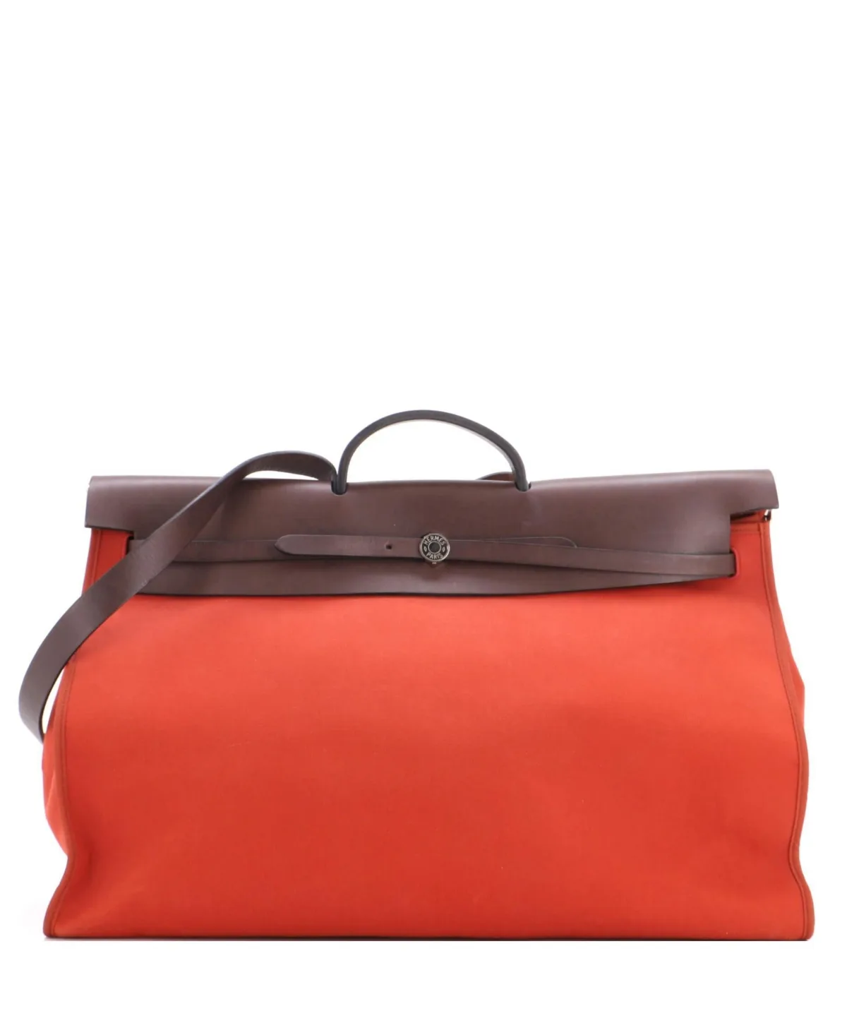 Pre-Owned Hermes 50 Herbag Zip Leather and Toile by Hermes