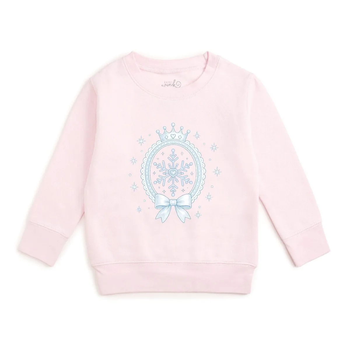 Snowflake Princess Crewneck Long-Sleeve Tagless Cotton-Blend Sweatshirt by Sweet Wink