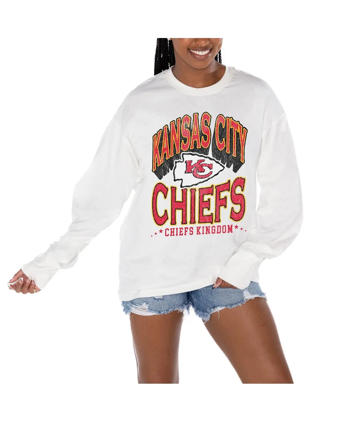 Kansas City Chiefs Time Out Oversized Long Sleeve T-Shirt by Gameday Couture