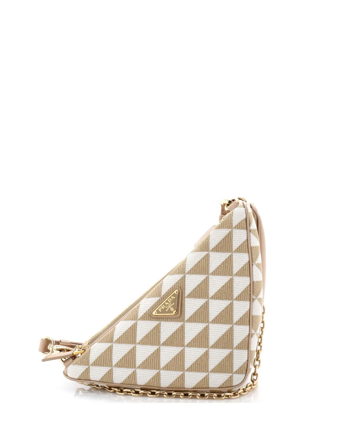 Pre-Owned Prada Mini Double Symbole Triangle Bag Leather and Jacquard by Prada