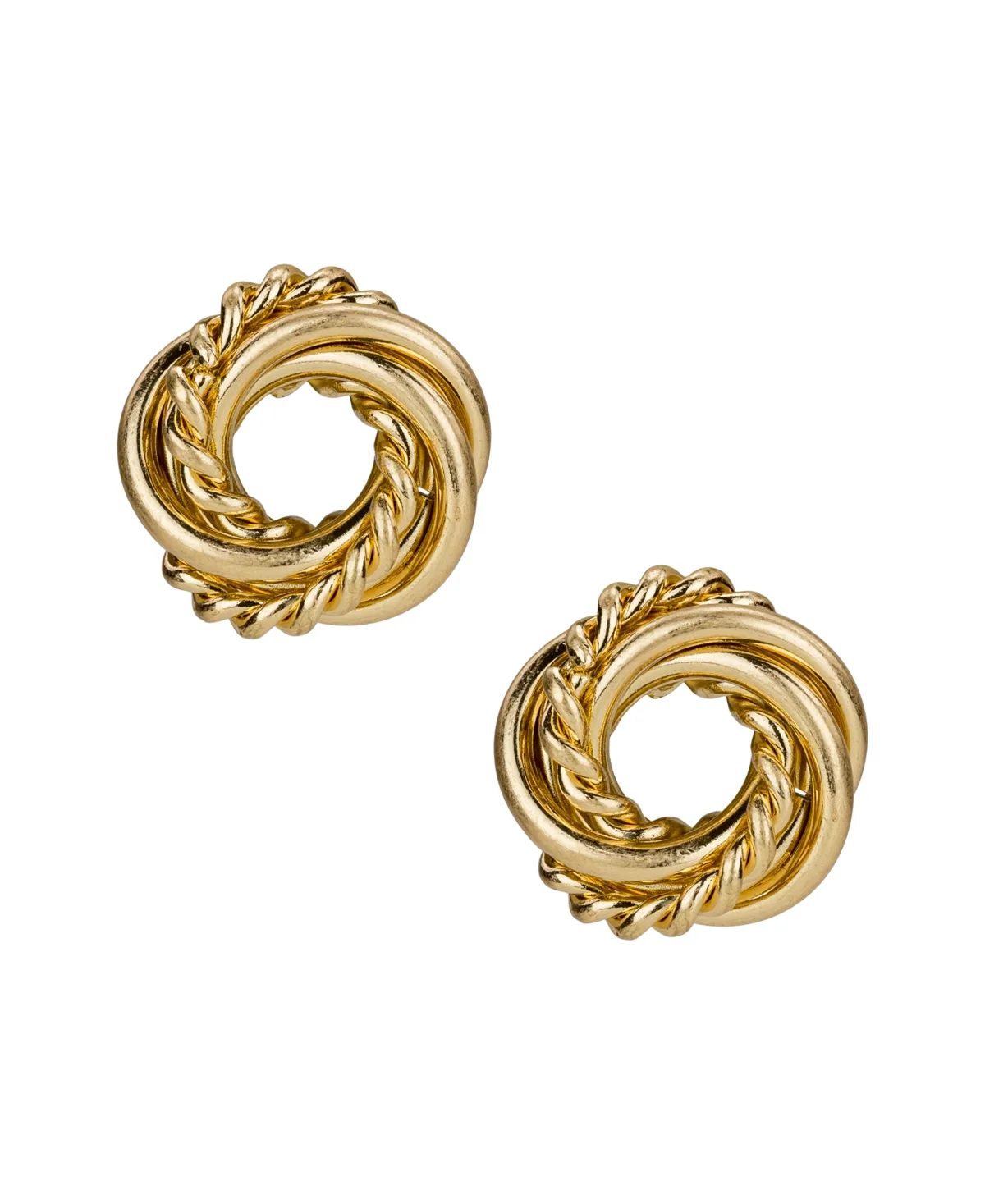 Gold-Plated Twisted Knot Mini Button Earrings by Patricia Nash