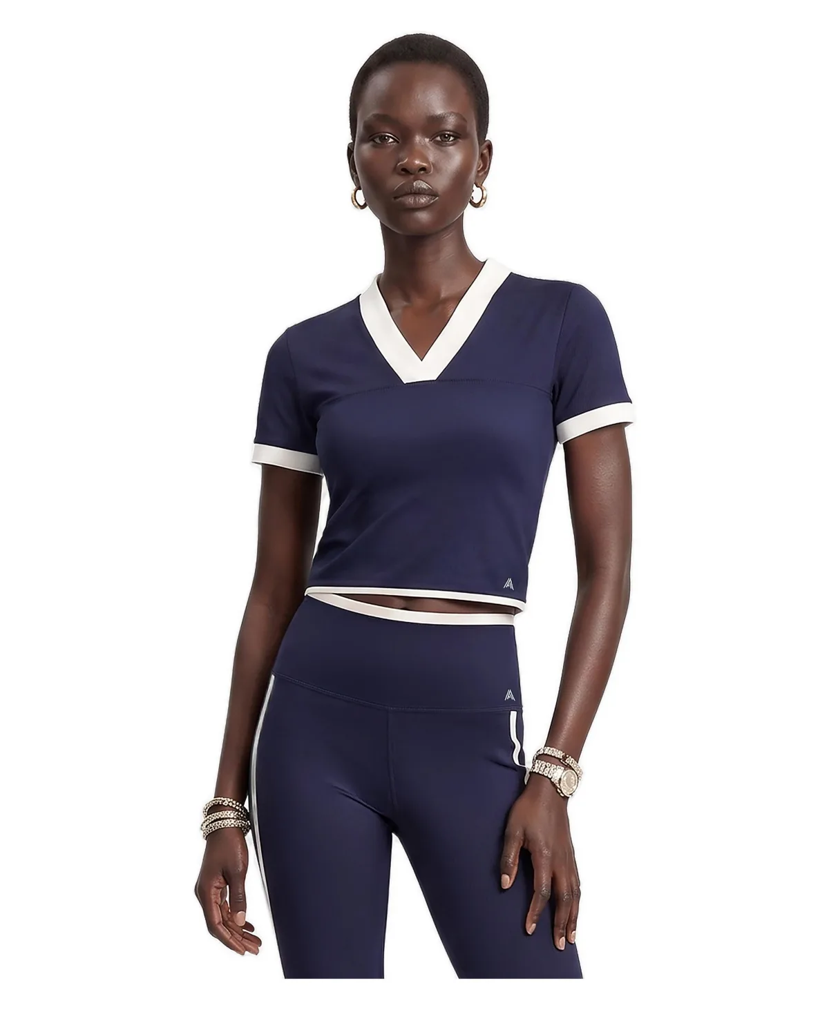Risset Cropped V-Neck Short-Sleeve T-Shirt by Alpenhaus