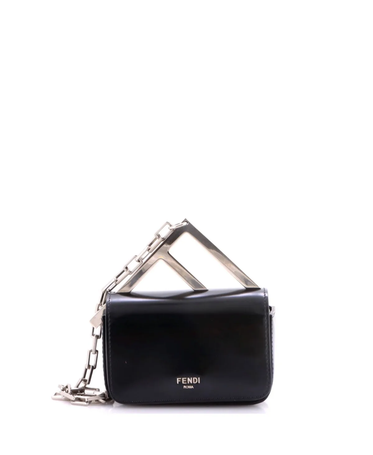 Pre-Owned Fendi Nano Ff Chain Clutch Bag Leather by FENDI