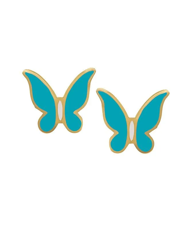 Enamel Butterfly Push Back Stud Earrings by Lily Nily
