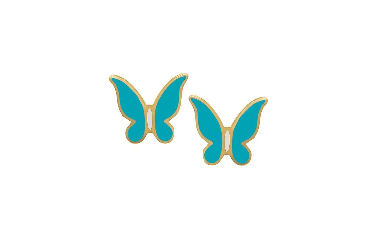 Enamel Butterfly Push Back Stud Earrings by Lily Nily
