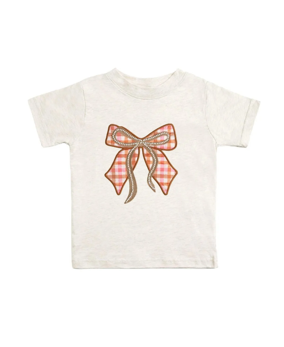 Plaid-Bow Cotton-Blend T-Shirt by Sweet Wink