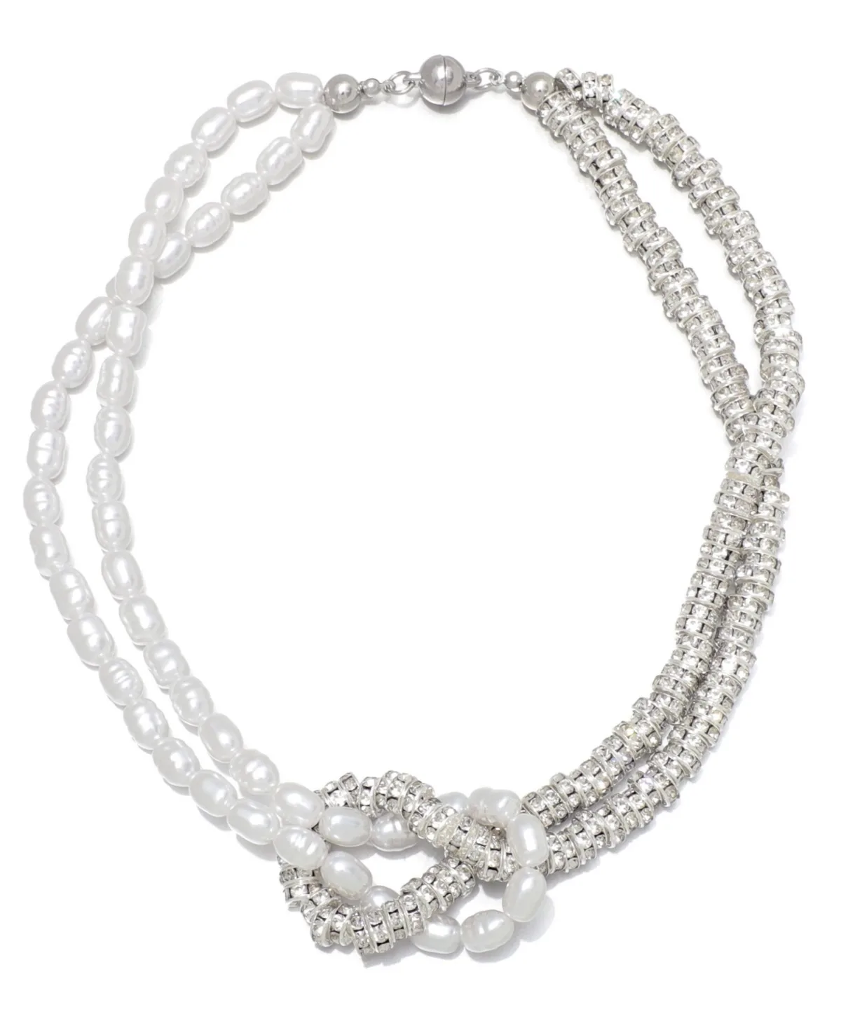 Imitation Pearl Knotted Beaded Choker Necklace by Adornia