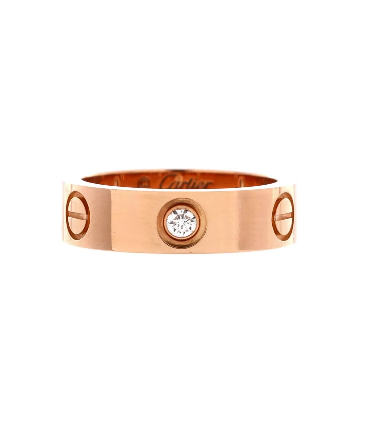 Pre-Owned Cartier Love 3 Diamonds Band Ring - 18k Rose Gold by Cartier's