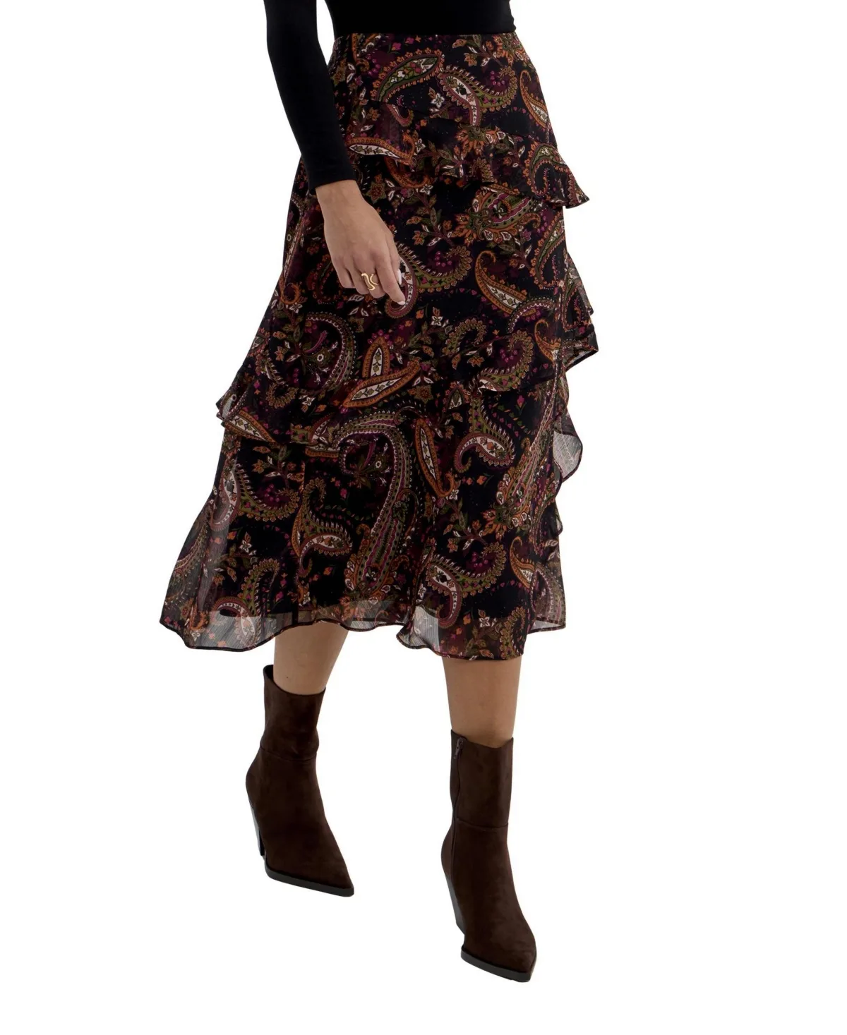 Kat Printed Chiffon Midi Skirt