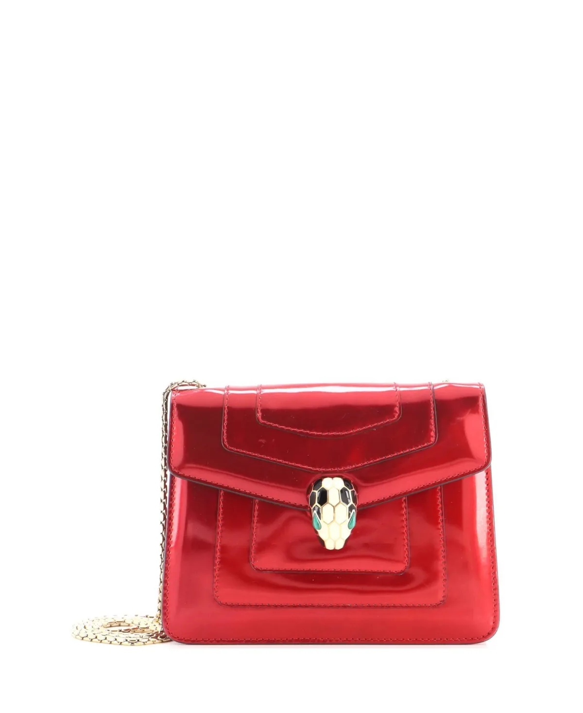 Pre-Owned Bvlgari Small Serpenti Forever Square Shoulder Bag Metallic Leather