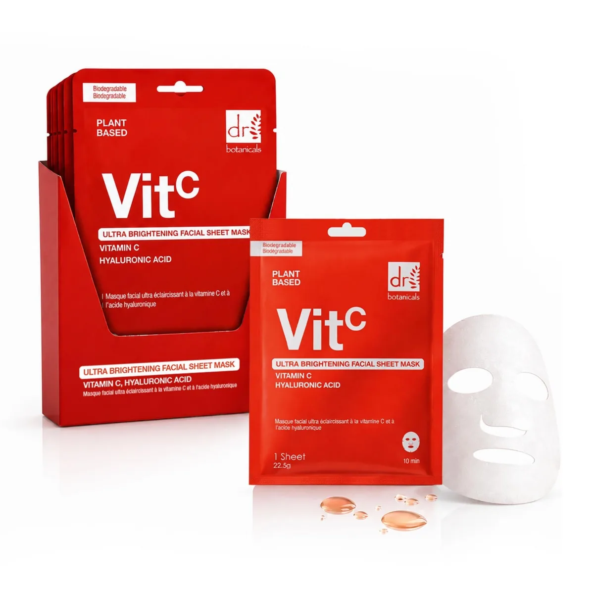 Ultra Brightening Anti-Ageing Facial Mask with Vitamin C and Hyaluronic Acid Pack of 10 by Dr Botanicals
