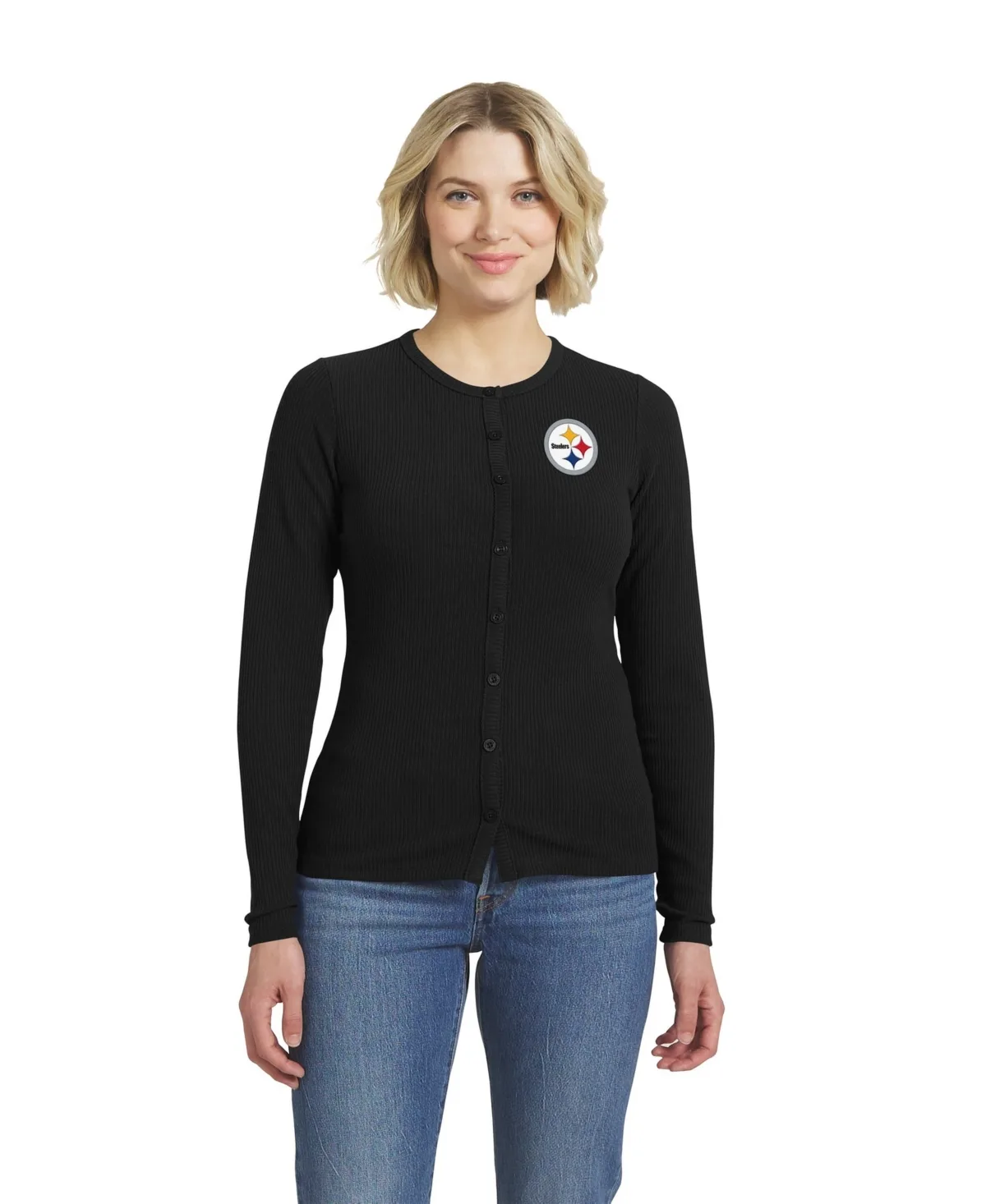 Wear by Erin Andrews Pittsburgh Steelers Ribbed Long-Sleeve Cardigan by Wear by Erin Andrews
