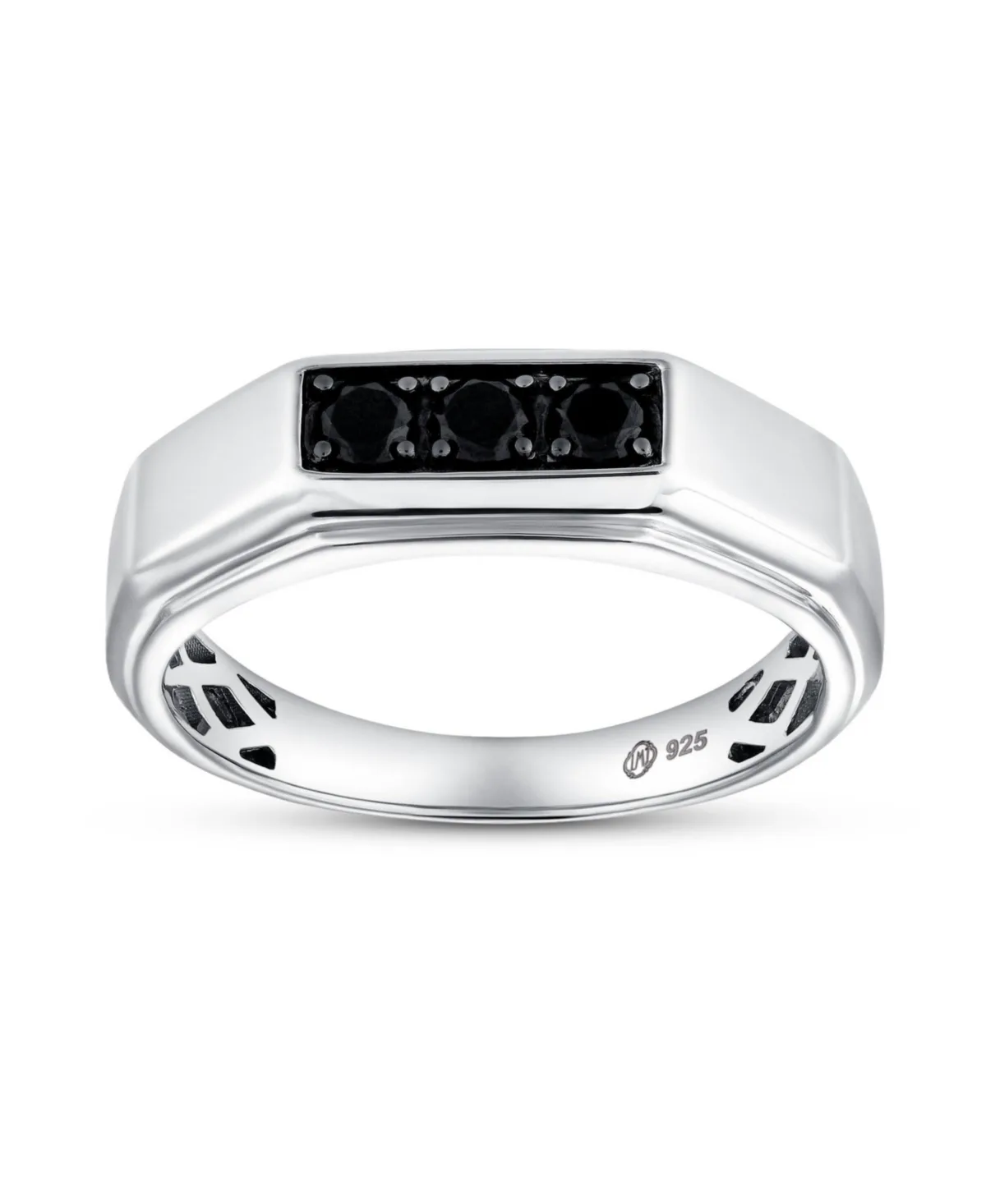 Black Spinel Raiden Horizontal-Bar-Band Ring, 0.3 ct. t.w