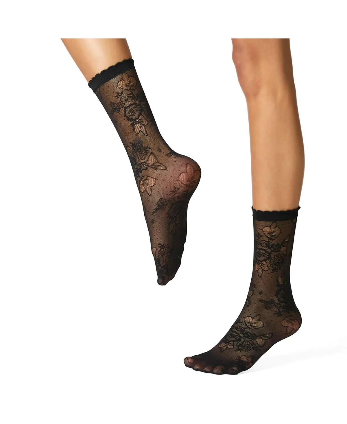 Margaux Rose Sheer Floral Crew Socks by Stems