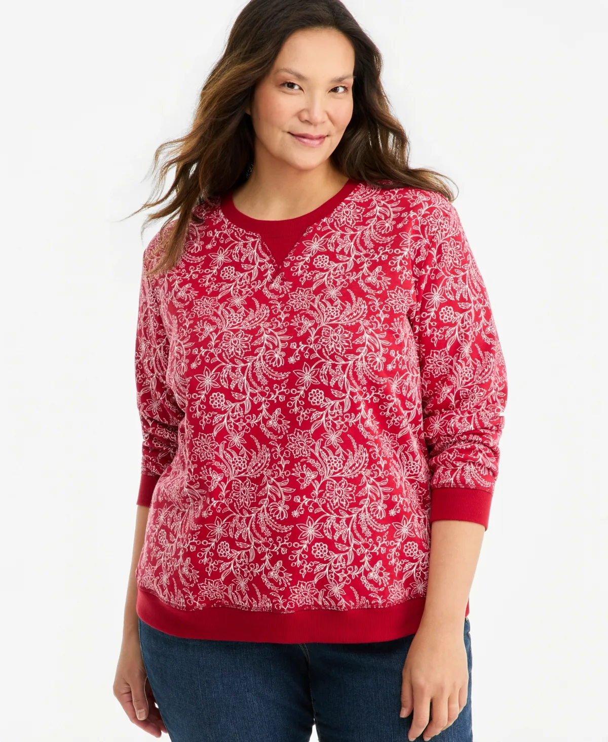 Printed Fleece Crewneck Sweatshirt by Style & Co