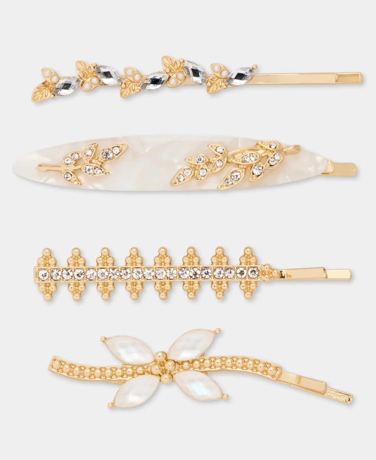 Crystal Stone White Branch Bobby Pins, 4-Piece Set by Lonna & Lilly