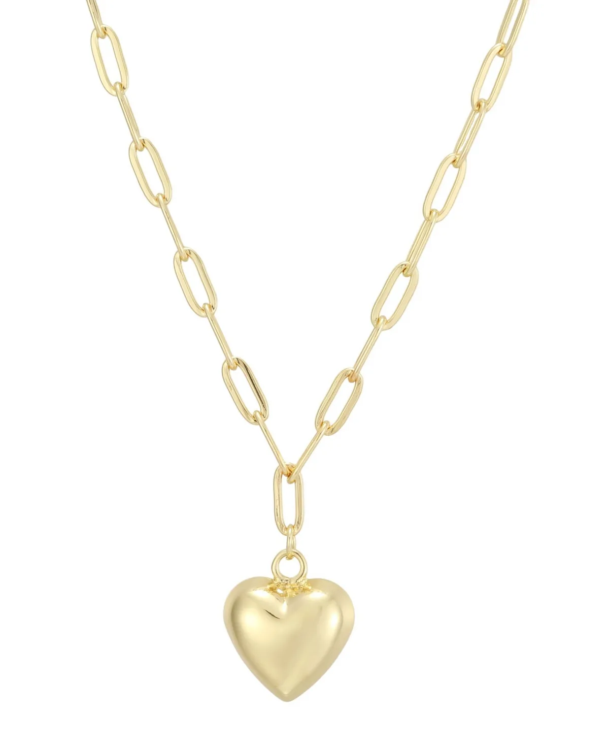 Gold-Tone Puffy Heart Necklace by Adornia
