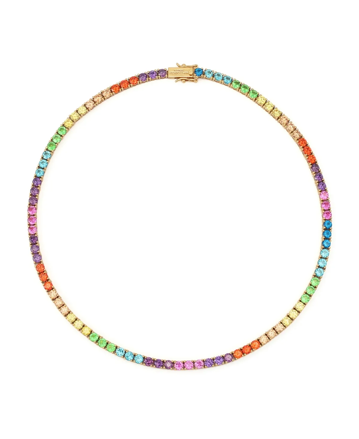 Glass Crystal Rainbow Tennis Necklace