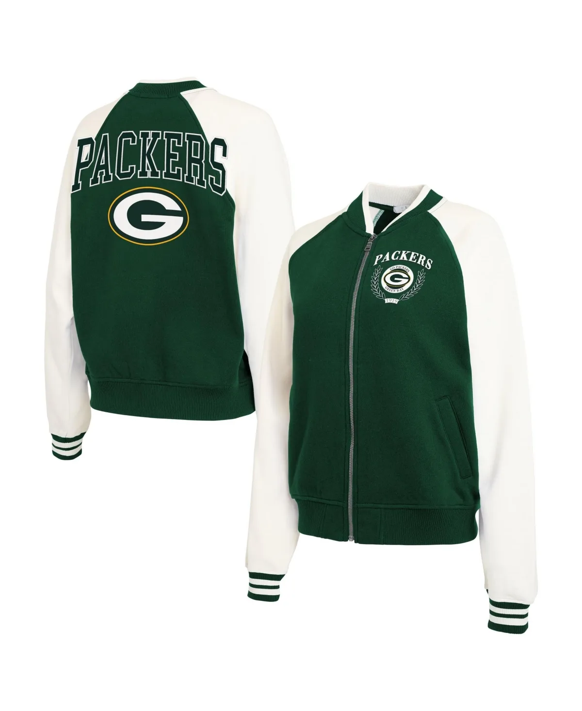 Bay Packers Throwback Full-Zip Varsity Fleece Jacket by Wear by Erin Andrews