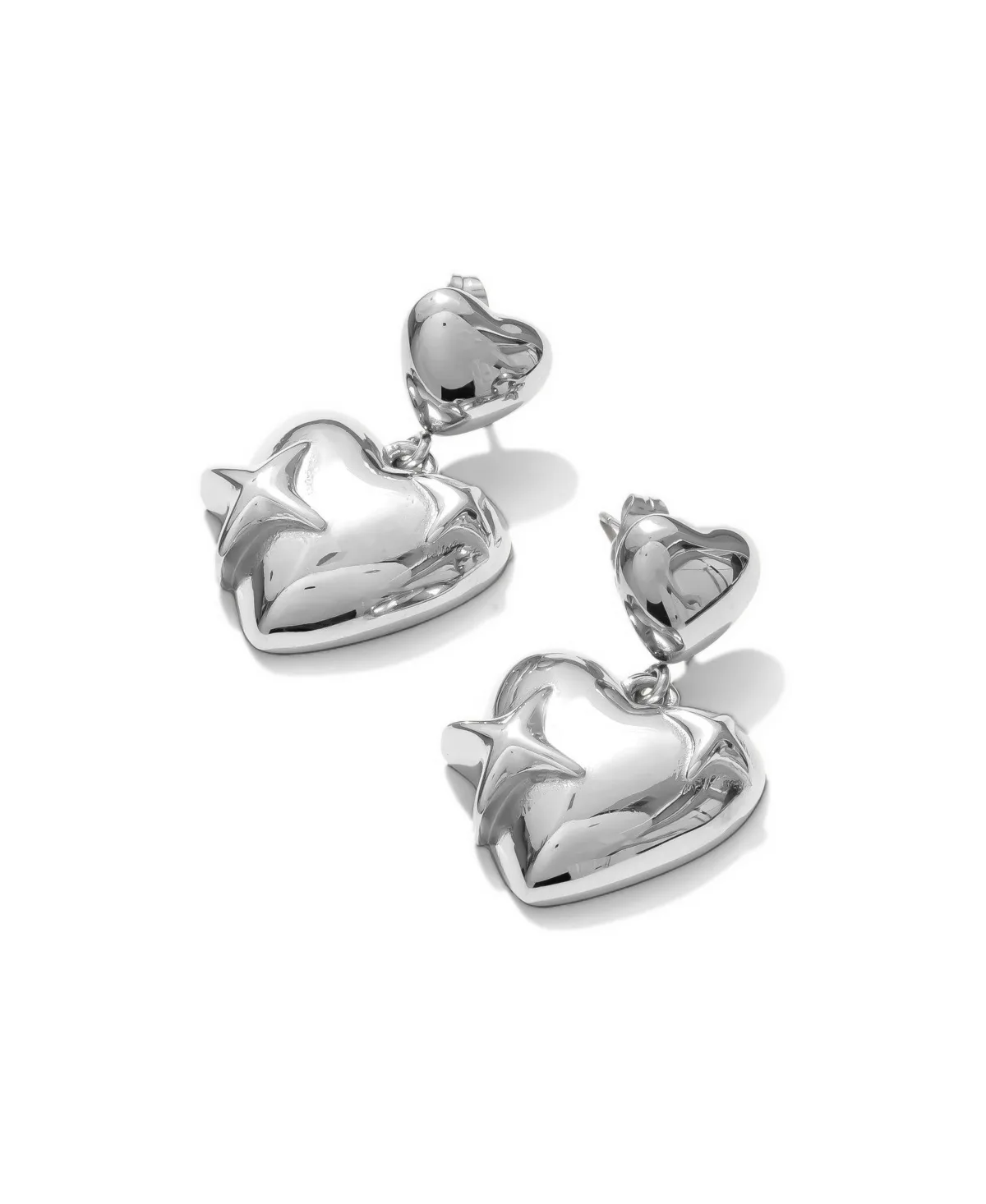 High-Shine Stainless Steel Heart Stud Earrings by Joey Baby