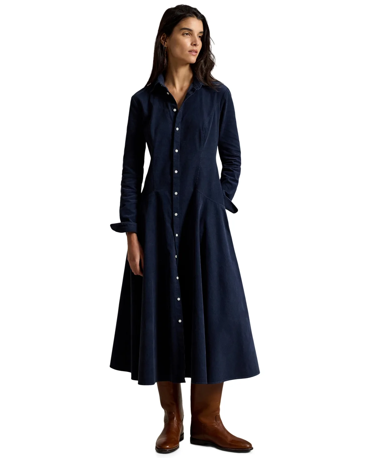 Ls Tyler Dr Corduroy A-Line Midi Dress by Polo Ralph Lauren