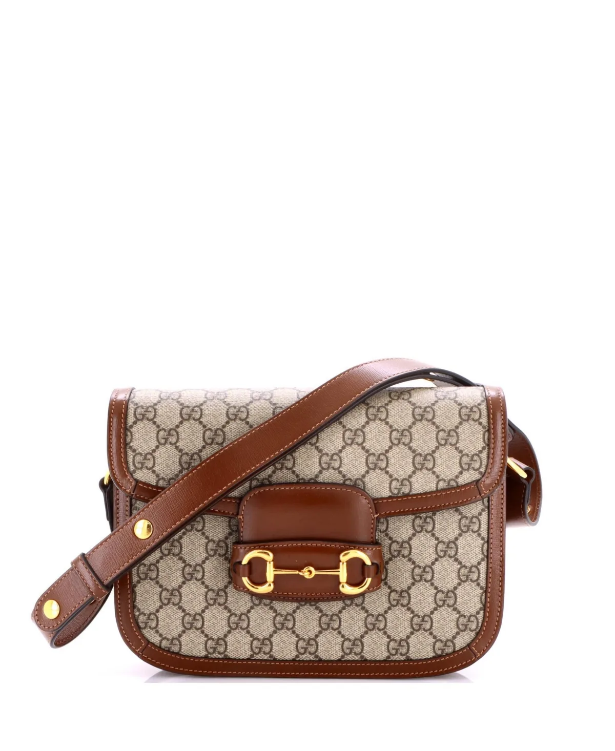 Gucci Small Horsebit 1955 Coated Canvas and Leather Shoulder Bag